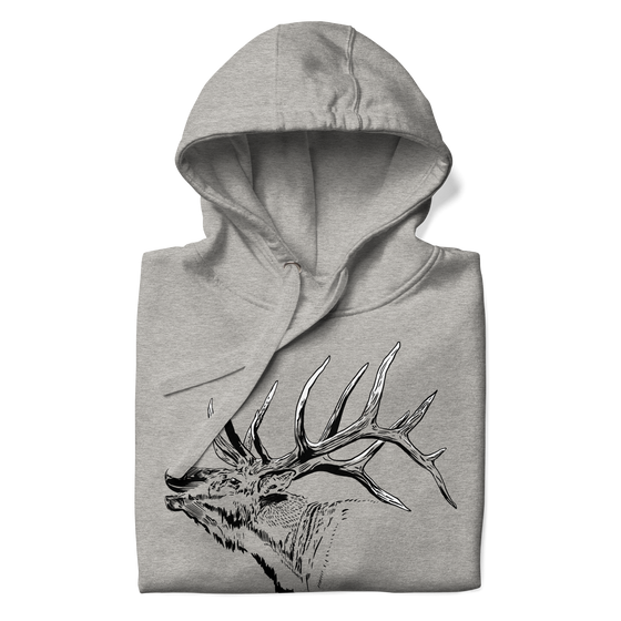 Elk Hoodie, Men's Athletic Grey