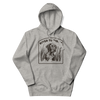 Mock up of a River to Ridge Brand Bird Dog Hunting Hoodie in grey with a Pointer dog on it