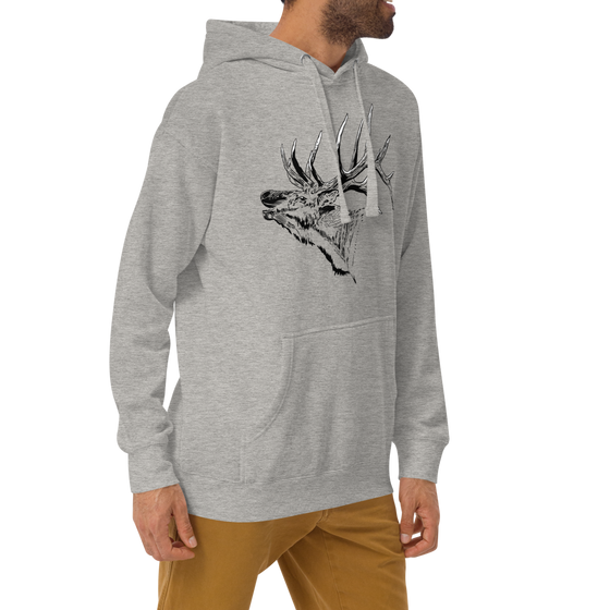 Elk Hoodie, Men's Athletic Grey