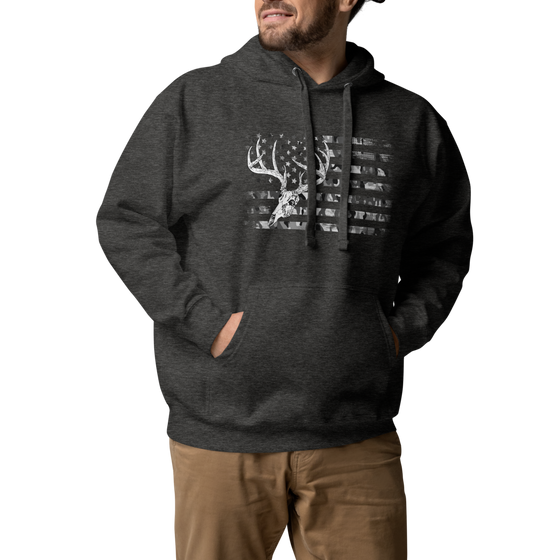 Whitetail Flag, Men's Hoodie, Black or Grey