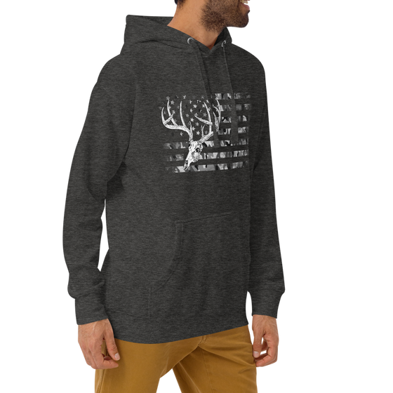 Whitetail Flag, Men's Hoodie, Black or Grey