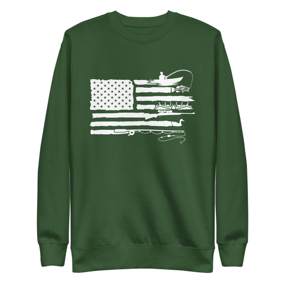 Sportsman's Flag Women's Pullover, Green or Charcoal