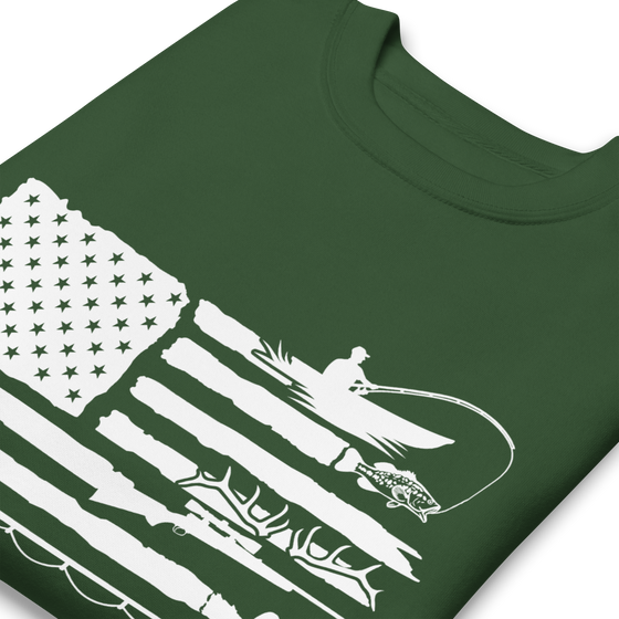 Sportsman's Flag Women's Pullover, Green or Charcoal