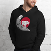 Unisex Hoodie from River to Ridge Clothing Brand featuring a Mountain Goat Logo with 2 goats on a ledge / cliff with a red sun behind them.