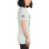 River to Ridge Womens T shirt in heather ash with the tactical logo on the chest and sleeve in gun metal grey