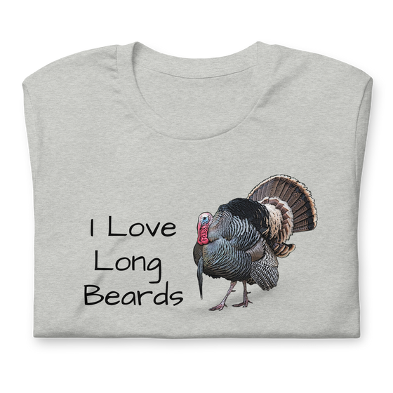 Women's, I Love Long Beards, Turkey Hunting T, Pebble or Grey