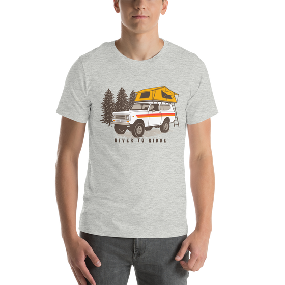 Vintage Truck Camping T, Men's, Heather Orange or Grey