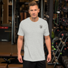 Hog Hunting T shirt from River to Ridge Clothing Brand in grey worn by a man at the gym