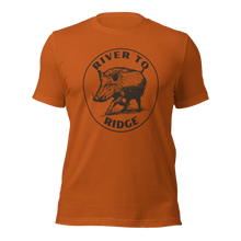  River to Ridge Clothing Brand T shirt in burnt orange with Hog Hunting Logo of a wild boar