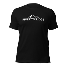  Men's River to Ridge Clothing brand Logo T shirt featuring the mountain logo in black and white