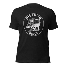  Men's T shirt from River to Ridge Clothing Brand with a hog hunting logo on it in white