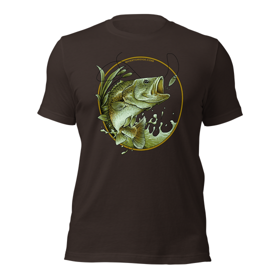 Mens Bass Fishing Logo T in brown from River to Ridge Brand.