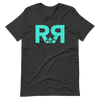 River to Ridge Clothing Brand Womens T shirt in charcoal grey and Teal with 2 R's and a mountain in between with TO on it