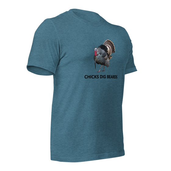 Chicks Dig Beards, Men's Turkey Hunting T, Blue or Pebble