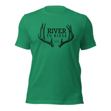  River to Ridge Clothing Brand Mule Deer Antler Logo T shirt for Men in green