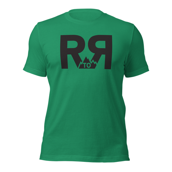 Men's River to Ridge Clothing Brand T shirt in Kelly Green with their R and mountain design