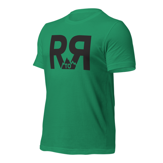 Men's River to Ridge Clothing Brand T shirt in Kelly Green with their R and mountain design