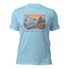 Mens form T shirt featuring a Jeep offroad and saying Adventure Is Calling from River to Ridge Clothing Brand.