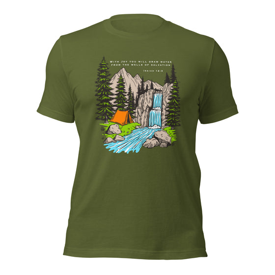 Outdoors Christian Scripture T, Unisex, Grey or Green