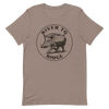 Womens t shirt in pebble brown with a hog hunting logo on it from River to Ridge Clothing Brand