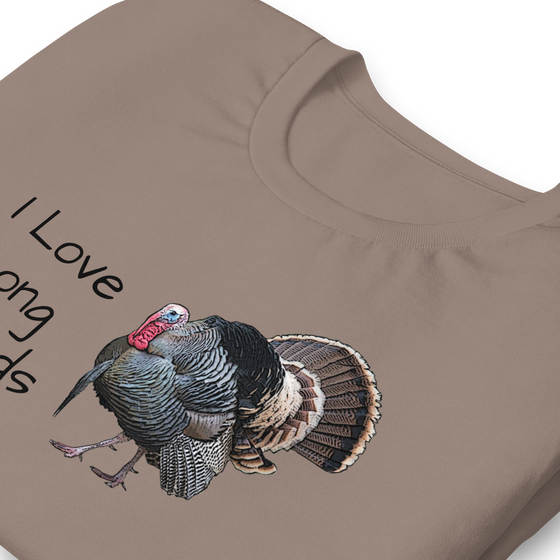 Women's, I Love Long Beards, Turkey Hunting T, Pebble or Grey