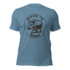 River to Ridge Clothing Brand T shirt in blue with Hog Hunting Logo of a wild boar