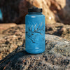 River to Ridge Clothing Brand BPA free water bottle with elk logo and elk tracks on it.