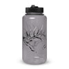 River to Ridge Clothing Brand BPA free water bottle with elk logo and elk tracks on it.