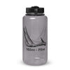 Product mockup of a Miles= Piles Shed Hunting antler water bottle from River to Ridge clothing brand