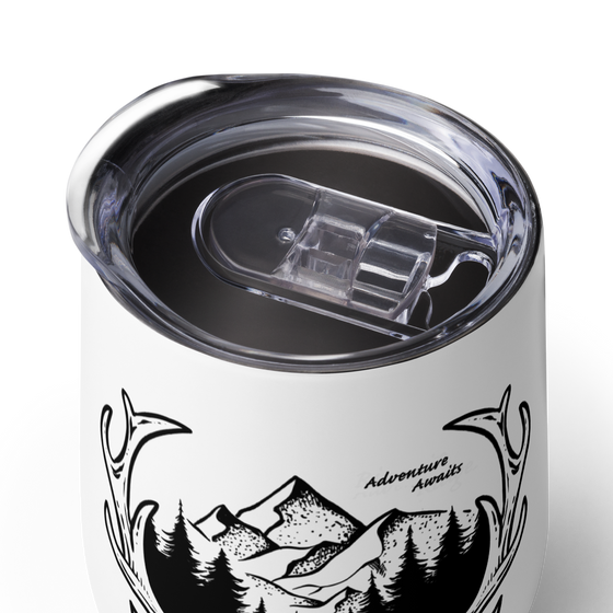 Insulated Wine Tumbler w/ Lid, Adventure Awaits