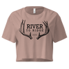 River to Ridge Deer Antler Logo on a hazy pink crop top t shirt for women