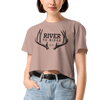 River to Ridge Deer Antler Logo on a hazy pink crop top t shirt for women