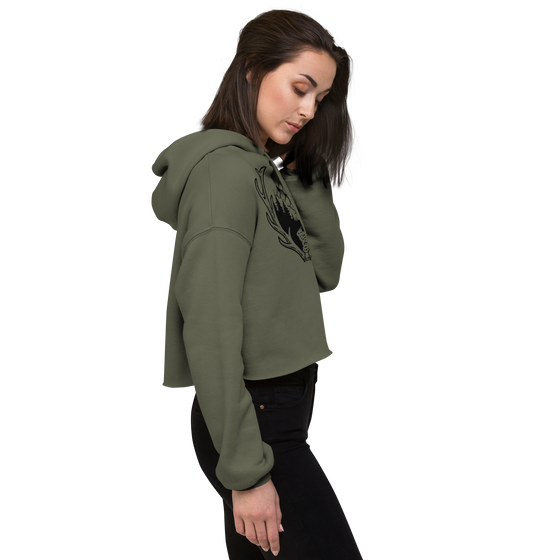 Adventure Awaits Antler Crop Hoodie, Olive