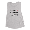 Stars Stripes and Shots Logo Womens Muscle Tank Top in grey River to Ridge Clothing Brand