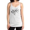 bugling elk logo tank top for women from River to Ridge Clothing Brand in white