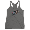 Long beard turkey gobbler drawing on a grey womens racerback tank top