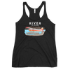 Womens Backcountry Taxi Bush Plane Logo tank top from River to Ridge Clothing Brand, Alaska bush plane Otter on a lake on floats