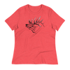 Elk Logo on Womens T shirt laying flat in heather red