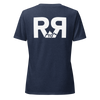 Product mockup of River to Ridge Clothing Brand V neck T shirt with mountain logo