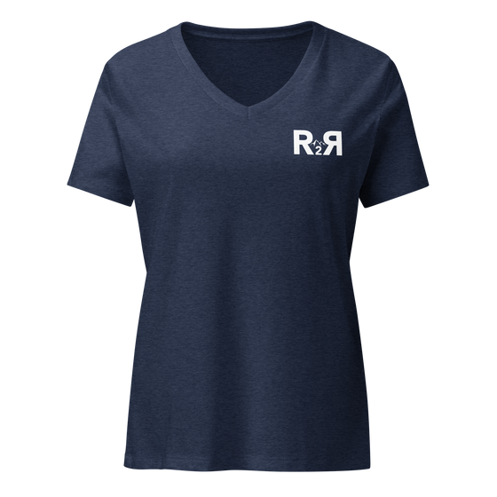 Women's River to Ridge Brand R2R V Neck T shirt in heather blue