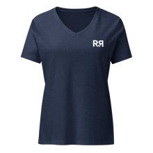  Product mockup of River to Ridge Clothing Brand V neck T shirt with mountain logo