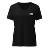 Product mockup of River to Ridge Clothing Brand V neck T shirt with mountain logo